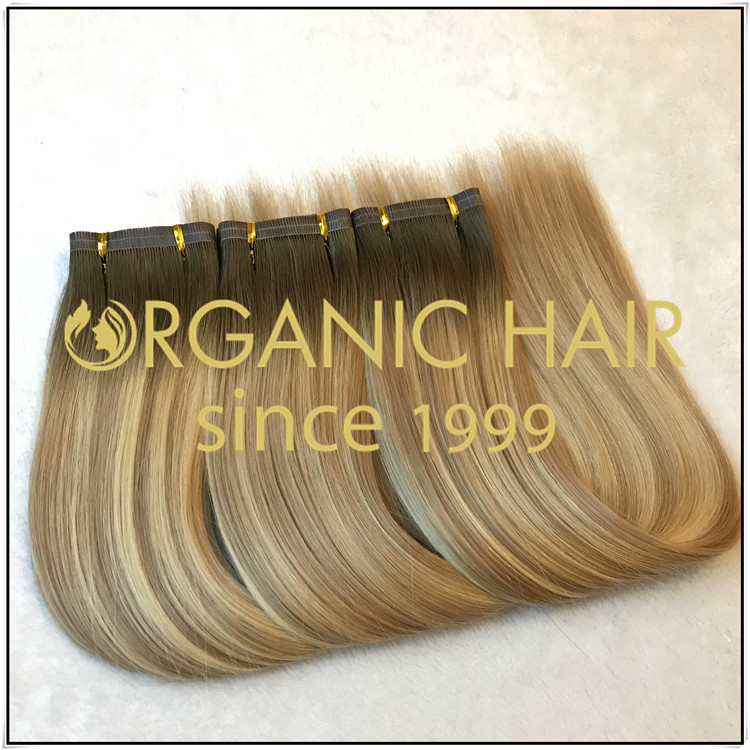 Ombre color full cuticle hybrid weft flat weft C011